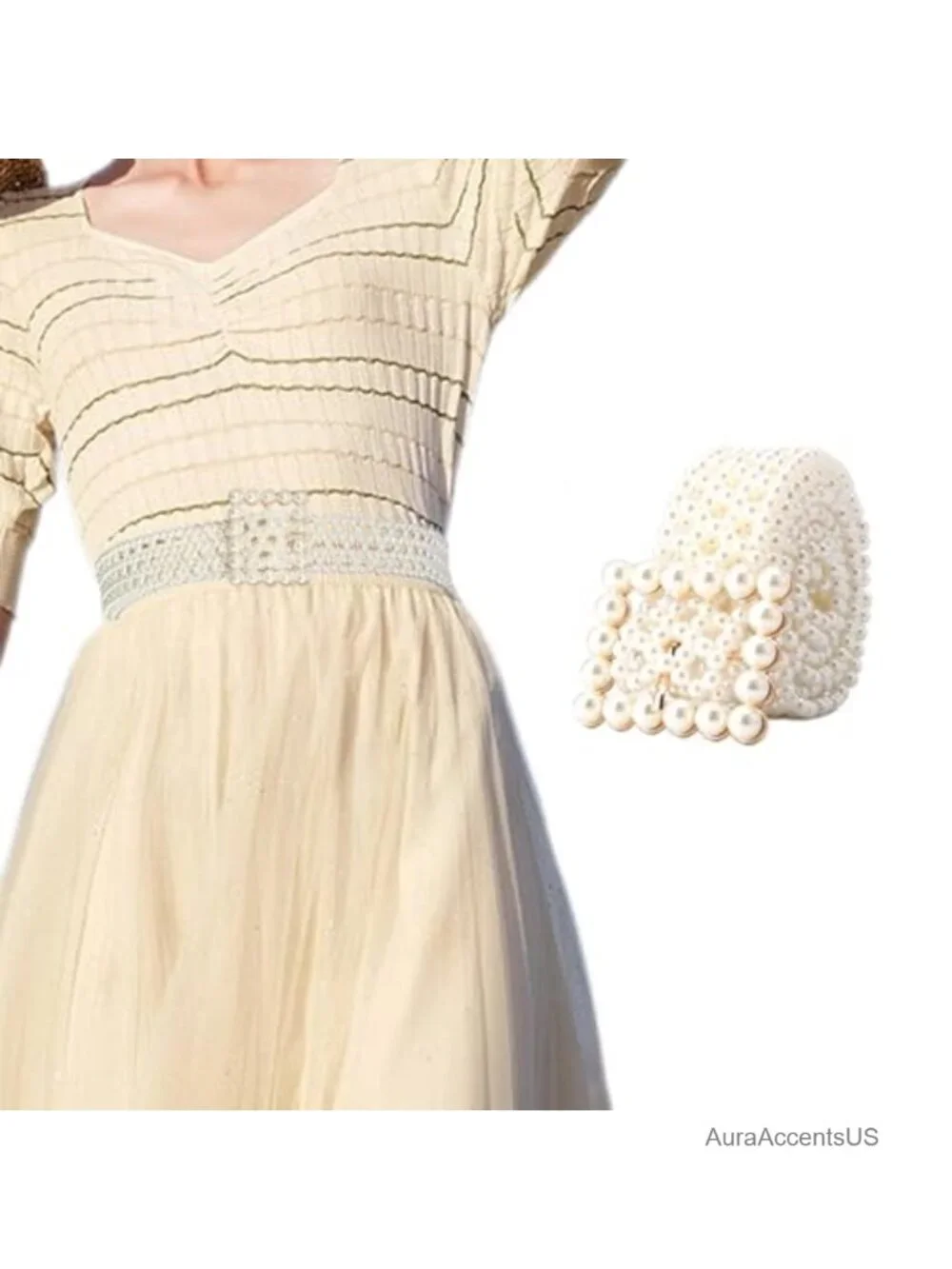 Bridal Pearl Belt with Rhinestones - Adjustable Waistband for Wedding Dresses